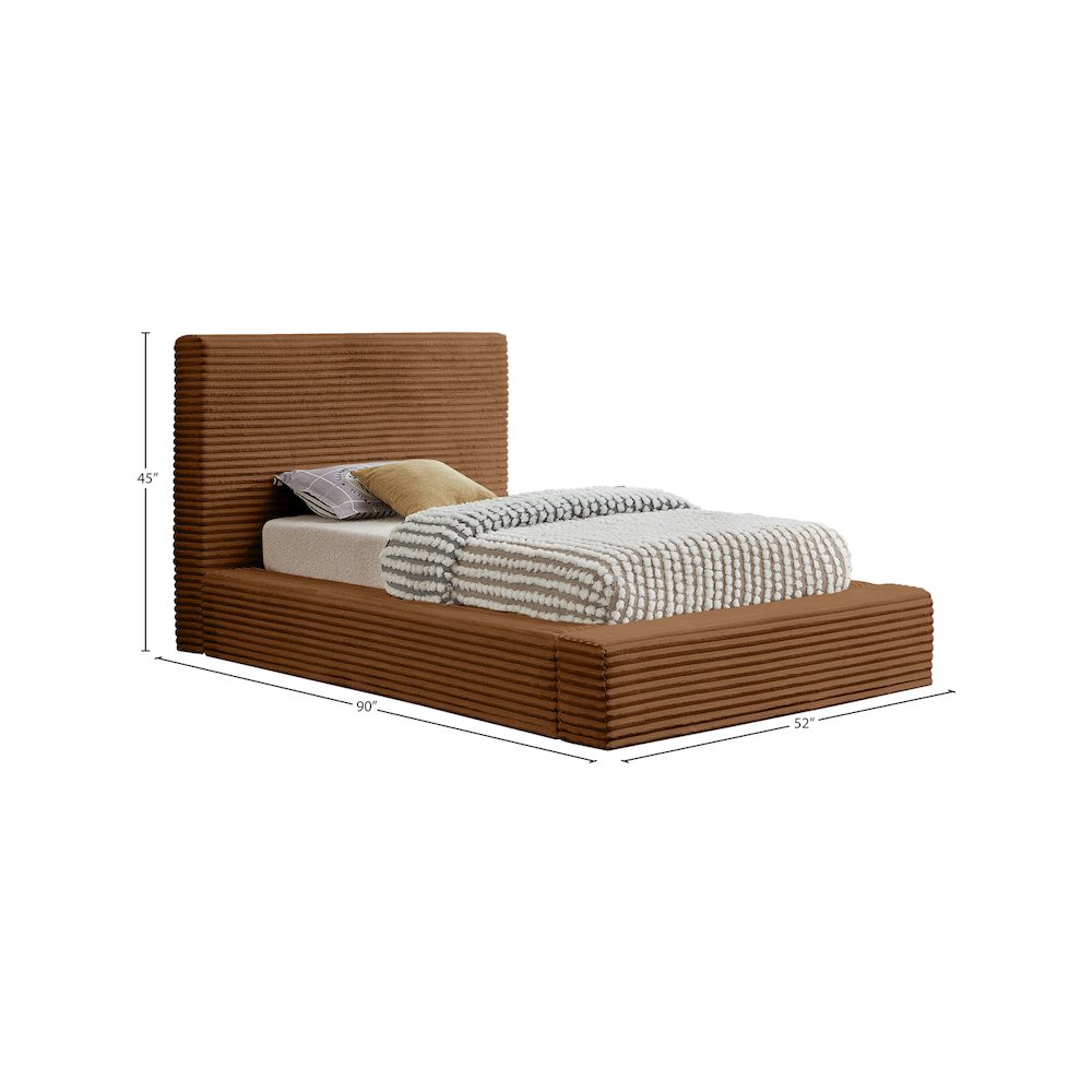 Dexter Saddle Corduroy Fabric Twin Bed. Picture 6