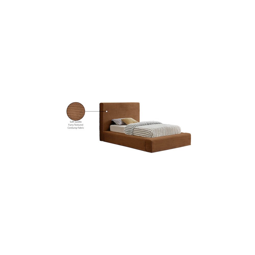 Dexter Saddle Corduroy Fabric Twin Bed. Picture 7