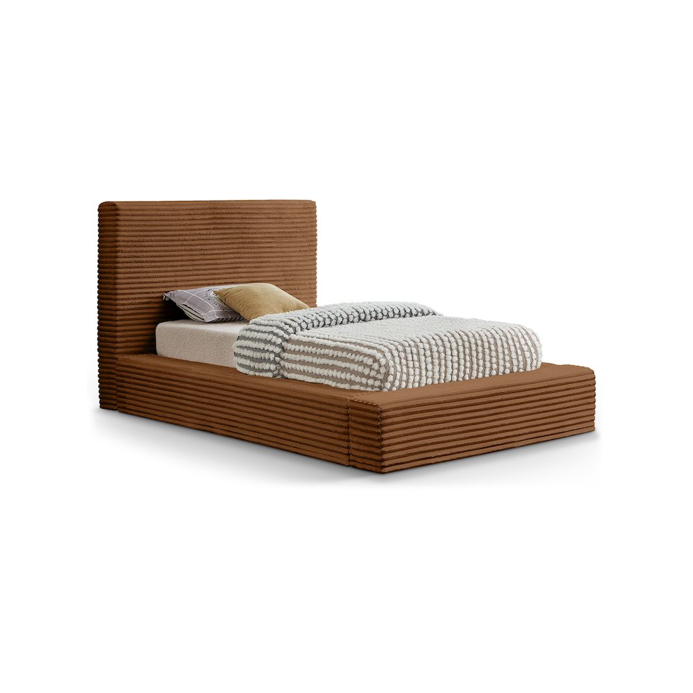 Dexter Saddle Corduroy Fabric Twin Bed. Picture 1