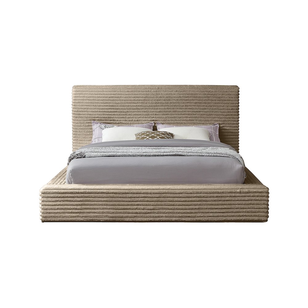 Dexter Taupe Corduroy Fabric Queen Bed. Picture 2