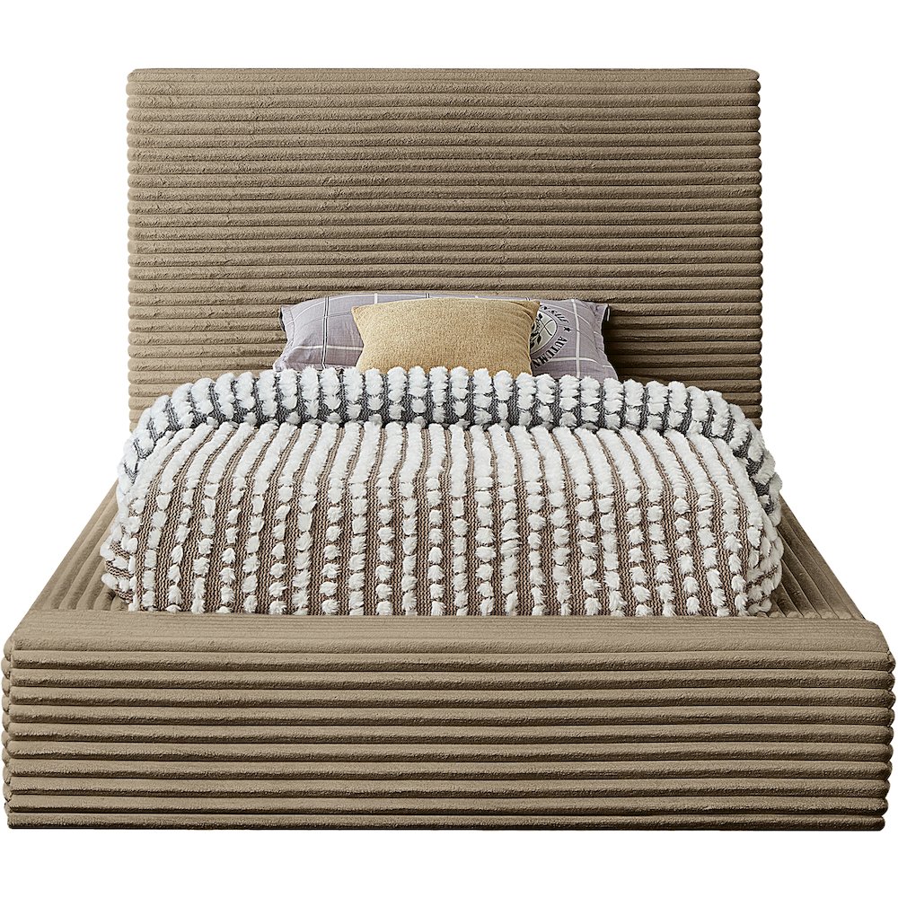 Dexter Taupe Corduroy Fabric Twin Bed. Picture 2
