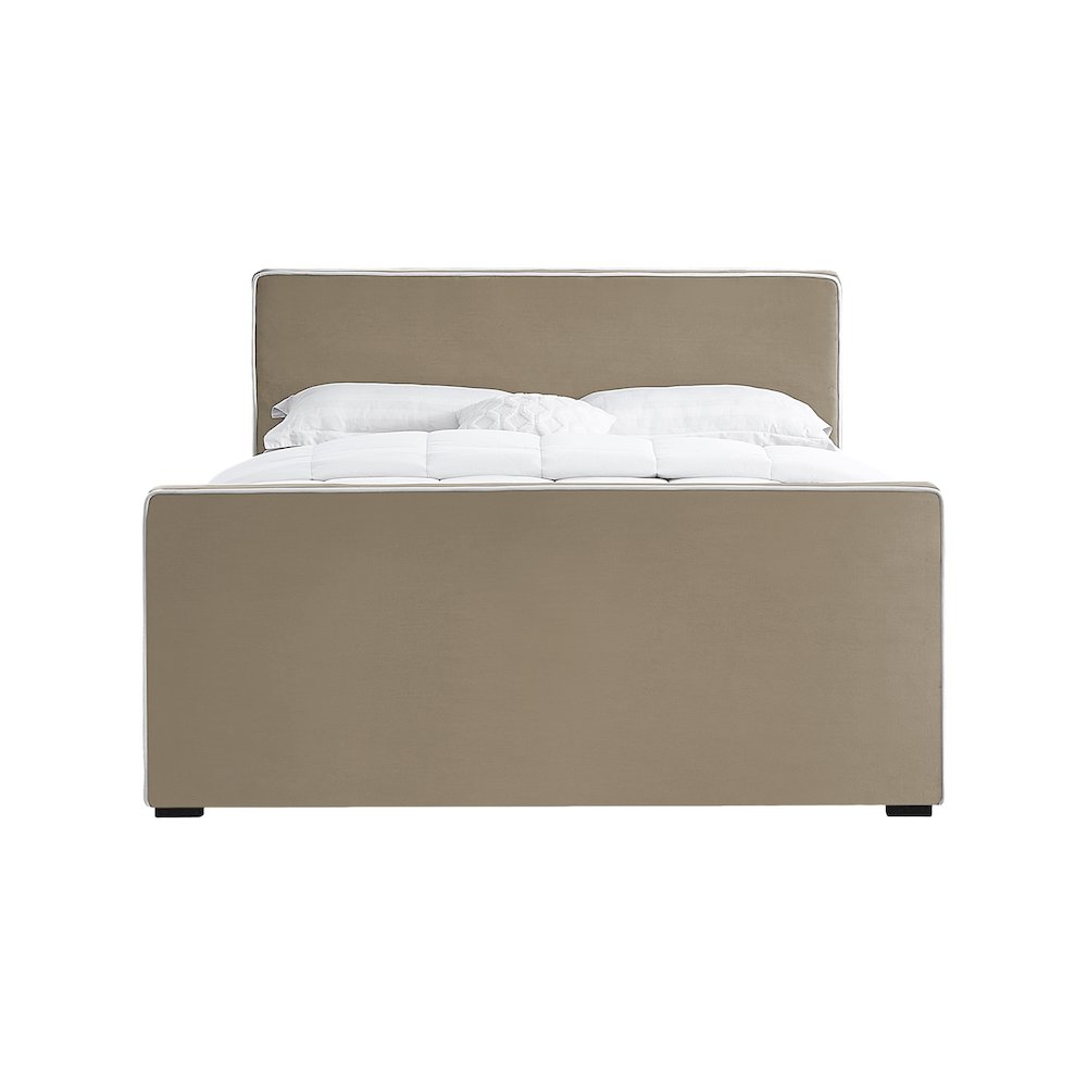 Dillard Beige Velvet Full Bed. Picture 2