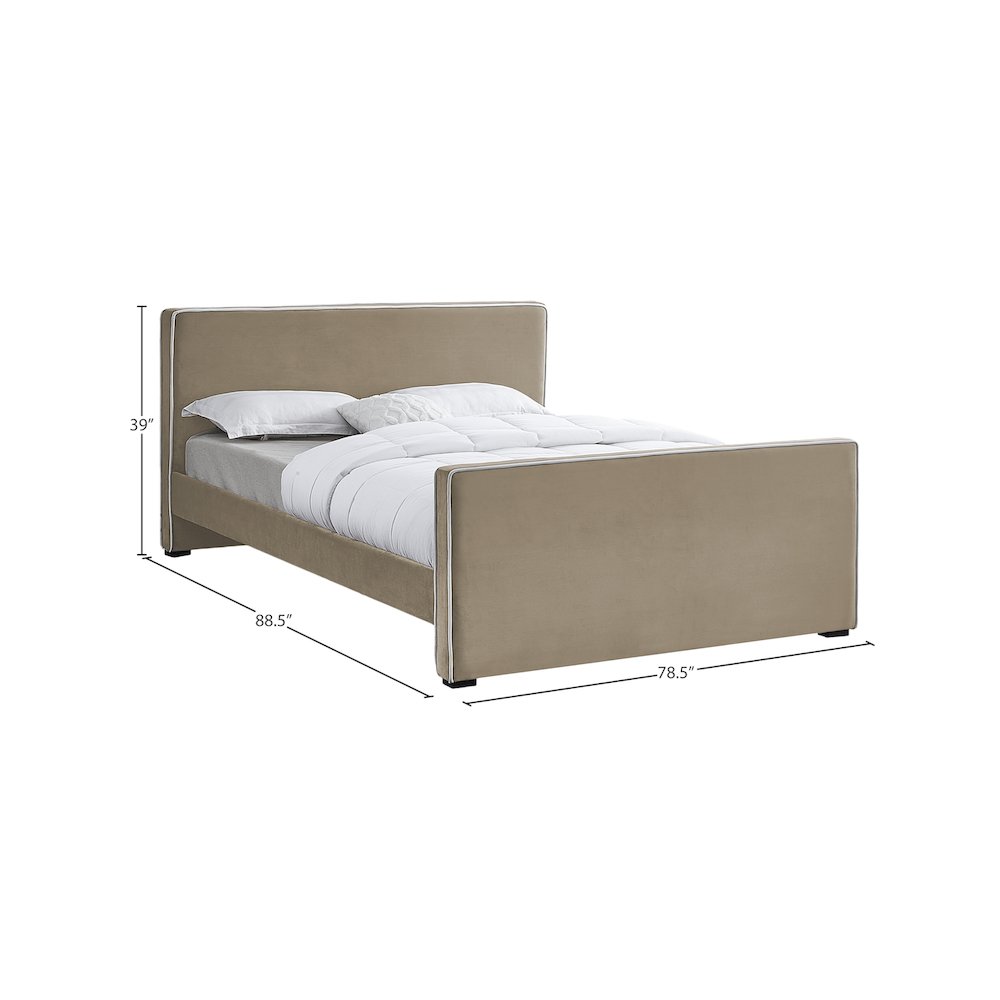 Dillard Beige Velvet King Bed. Picture 6