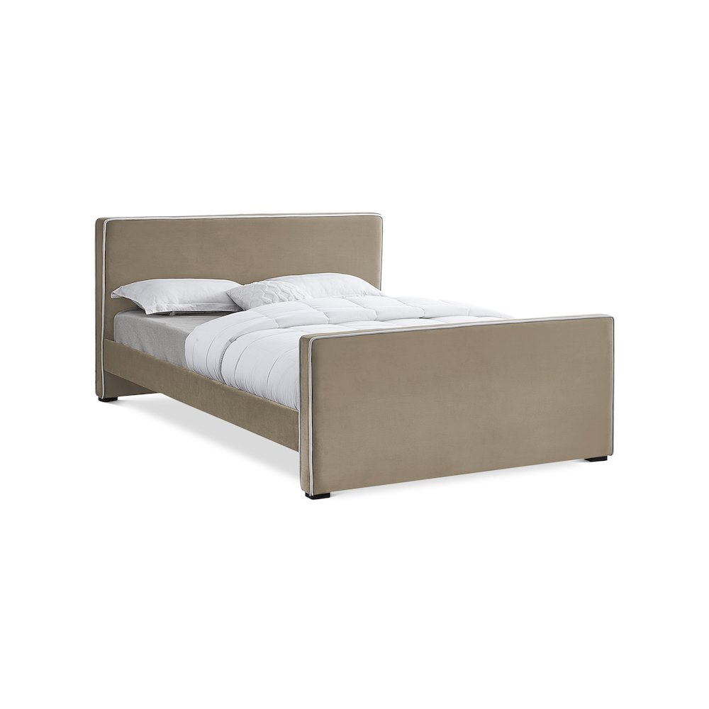 Dillard Beige Velvet King Bed. Picture 1