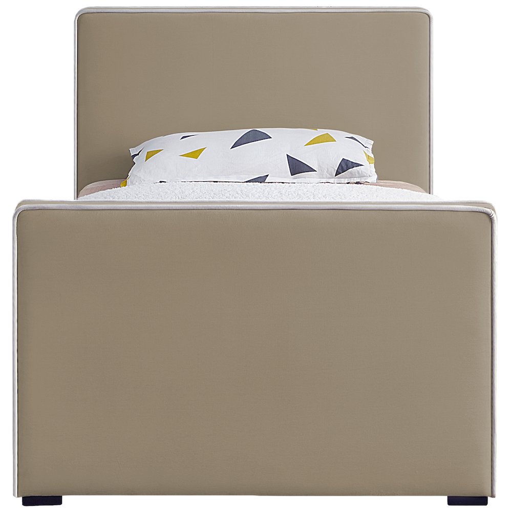 Dillard Beige Velvet Twin Bed. Picture 2