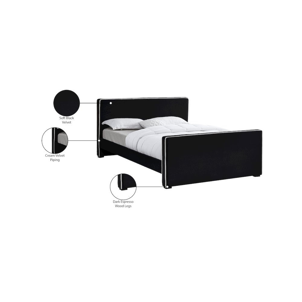 Dillard Black Velvet Full Bed. Picture 7