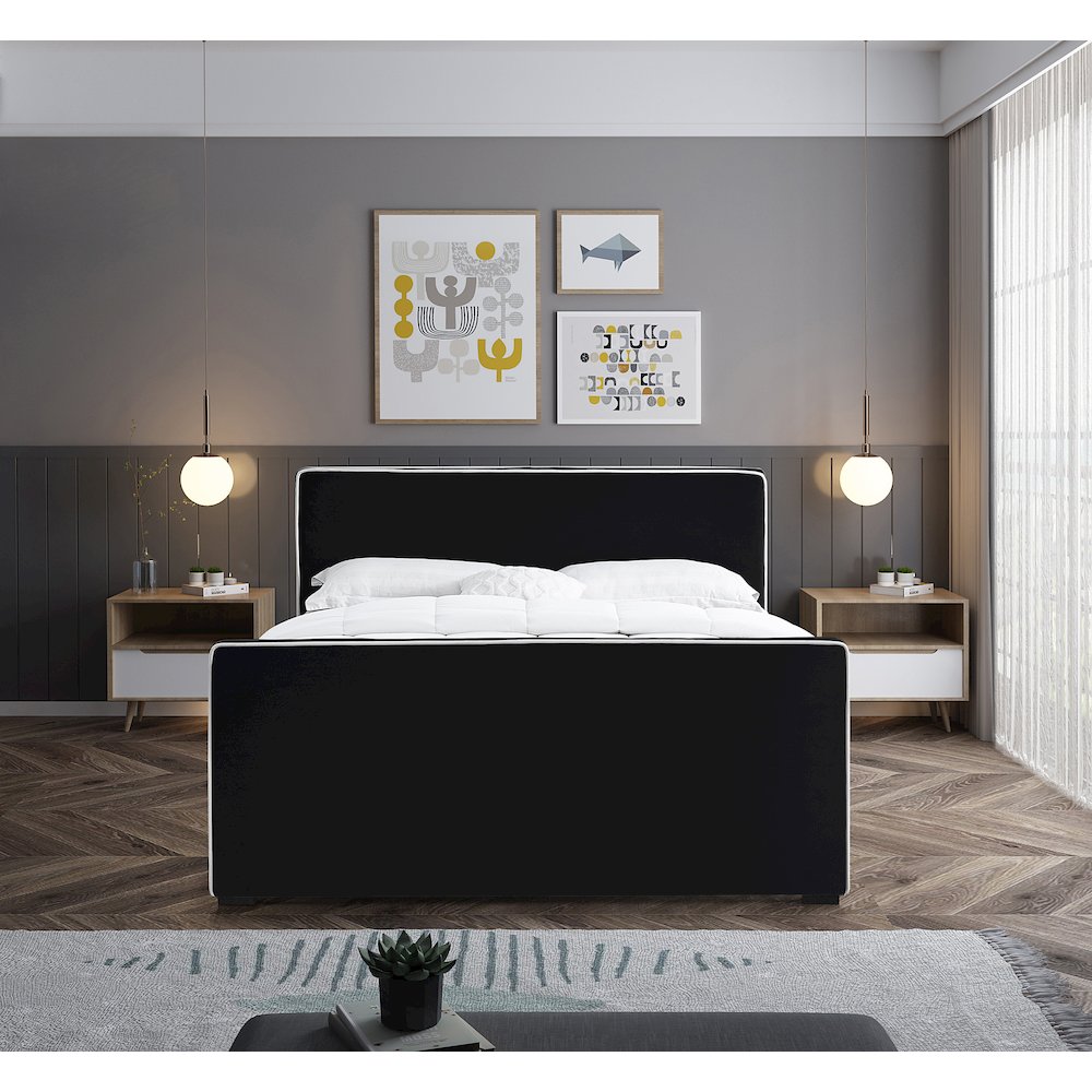 Dillard Black Velvet King Bed. Picture 3
