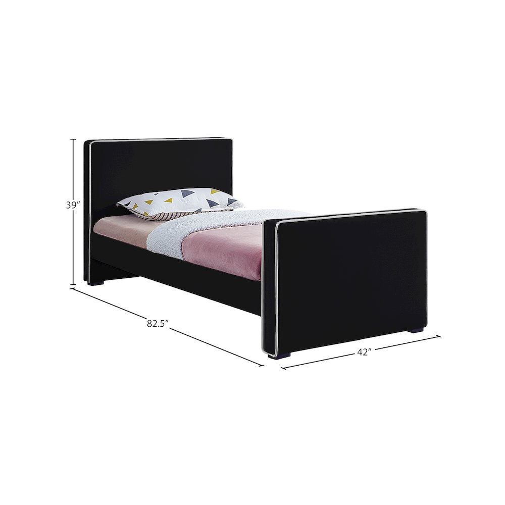 Dillard Black Velvet Twin Bed. Picture 6