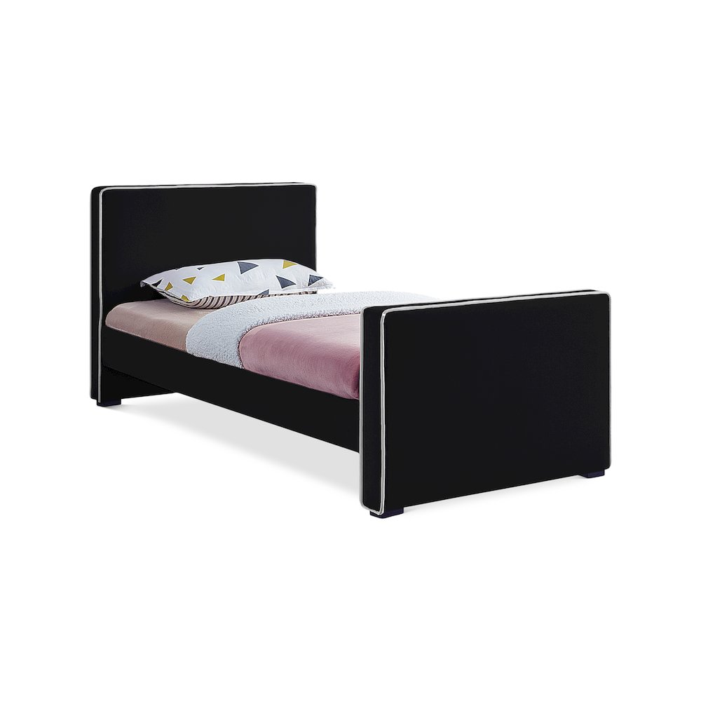Dillard Black Velvet Twin Bed. Picture 1