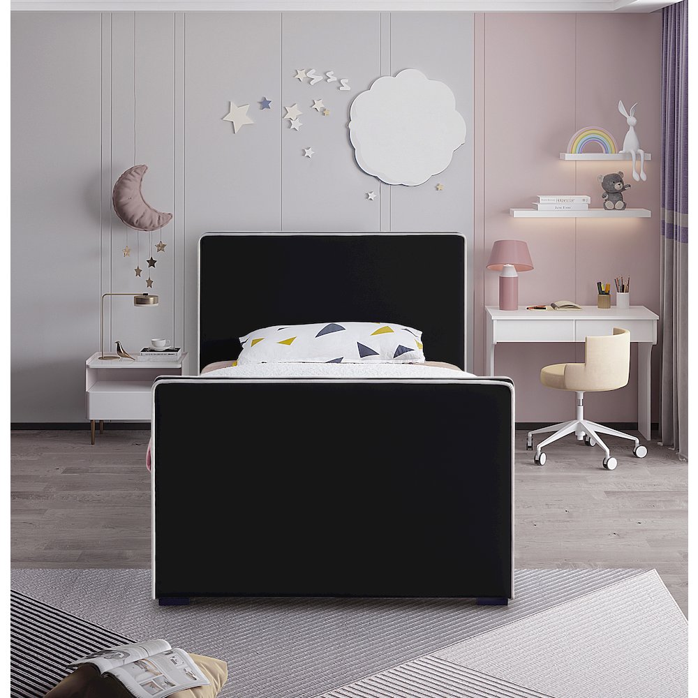 Dillard Black Velvet Twin Bed. Picture 3
