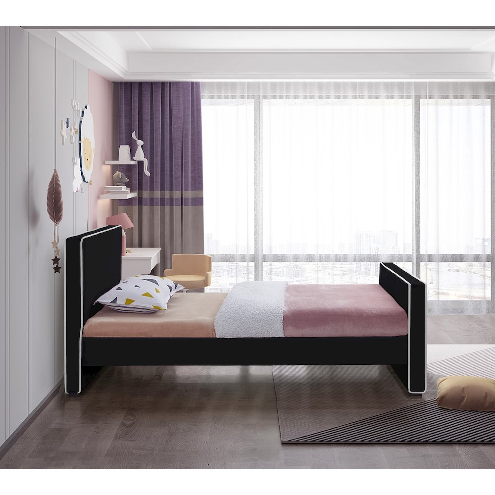 Dillard Black Velvet Twin Bed. Picture 4