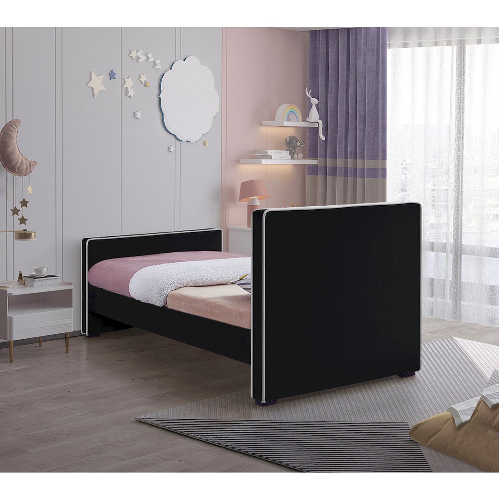 Dillard Black Velvet Twin Bed. Picture 5