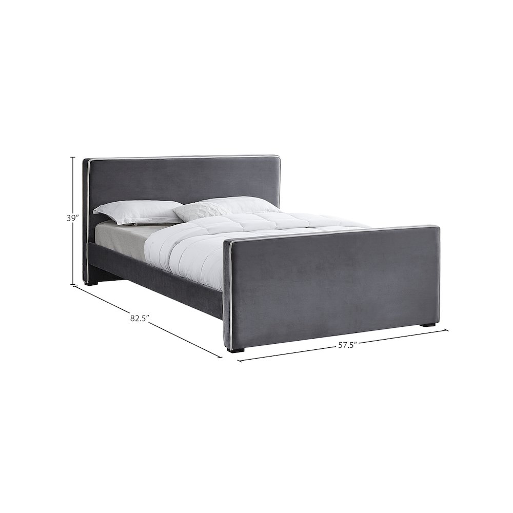 Dillard Grey Velvet Full Bed. Picture 6