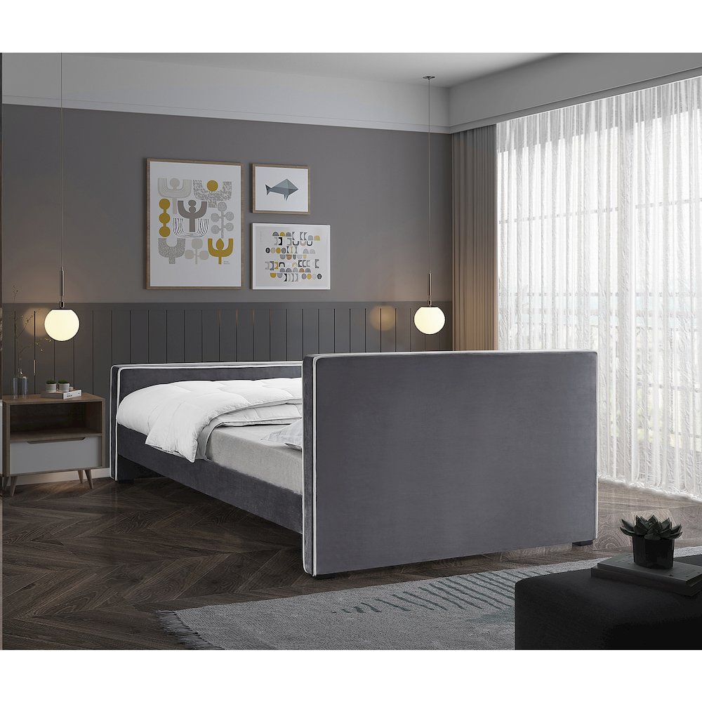 Dillard Grey Velvet Full Bed. Picture 5
