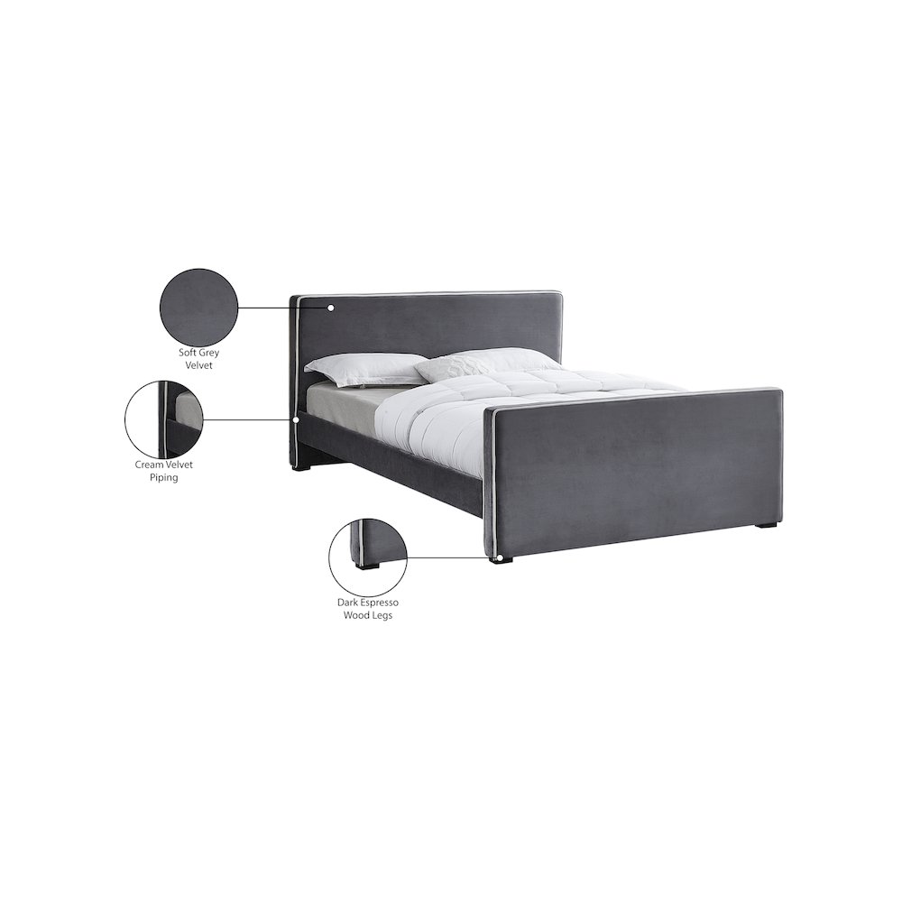 Dillard Grey Velvet Queen Bed. Picture 7