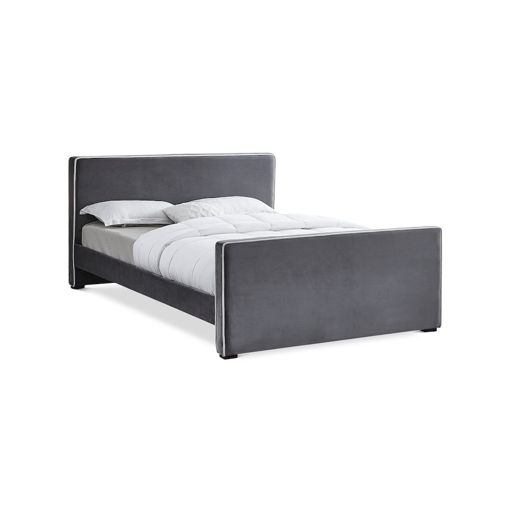 Dillard Grey Velvet Queen Bed. Picture 1