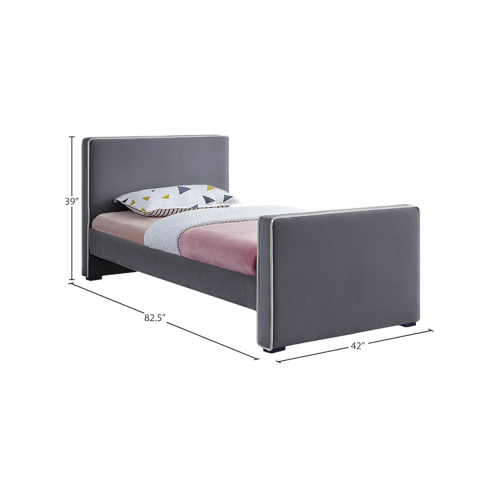 Dillard Grey Velvet Twin Bed. Picture 6