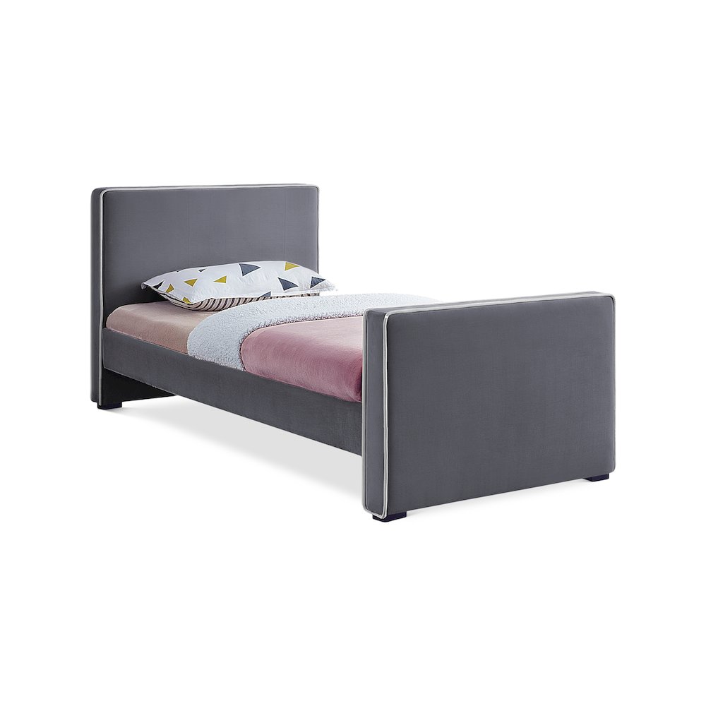 Dillard Grey Velvet Twin Bed. Picture 1