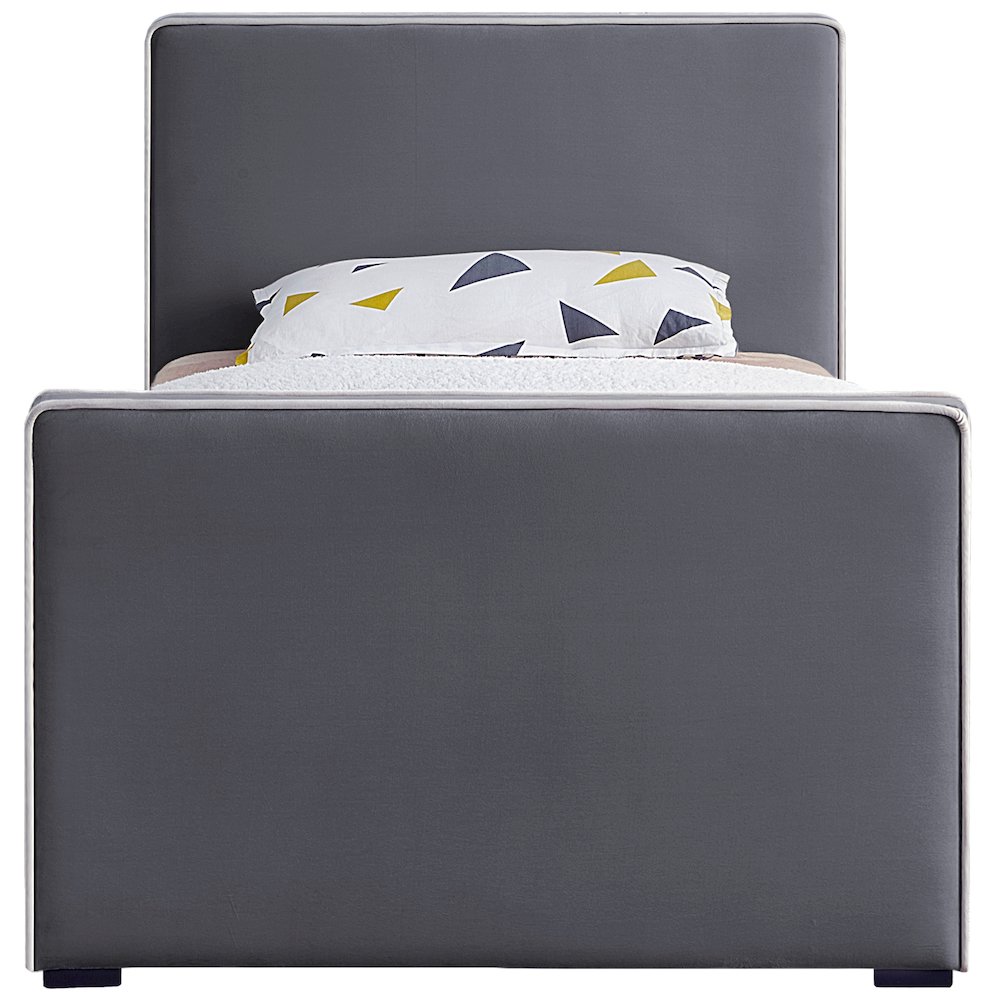 Dillard Grey Velvet Twin Bed. Picture 2