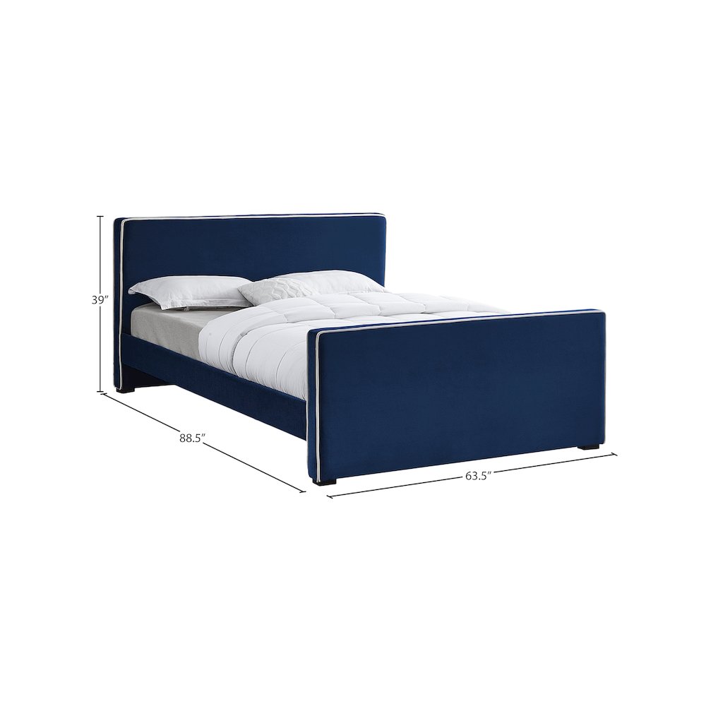 Dillard Navy Velvet Queen Bed. Picture 6
