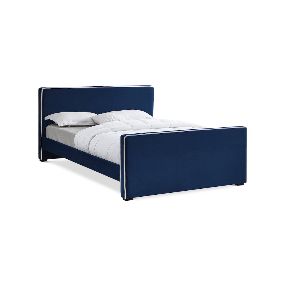 Dillard Navy Velvet Queen Bed. Picture 1