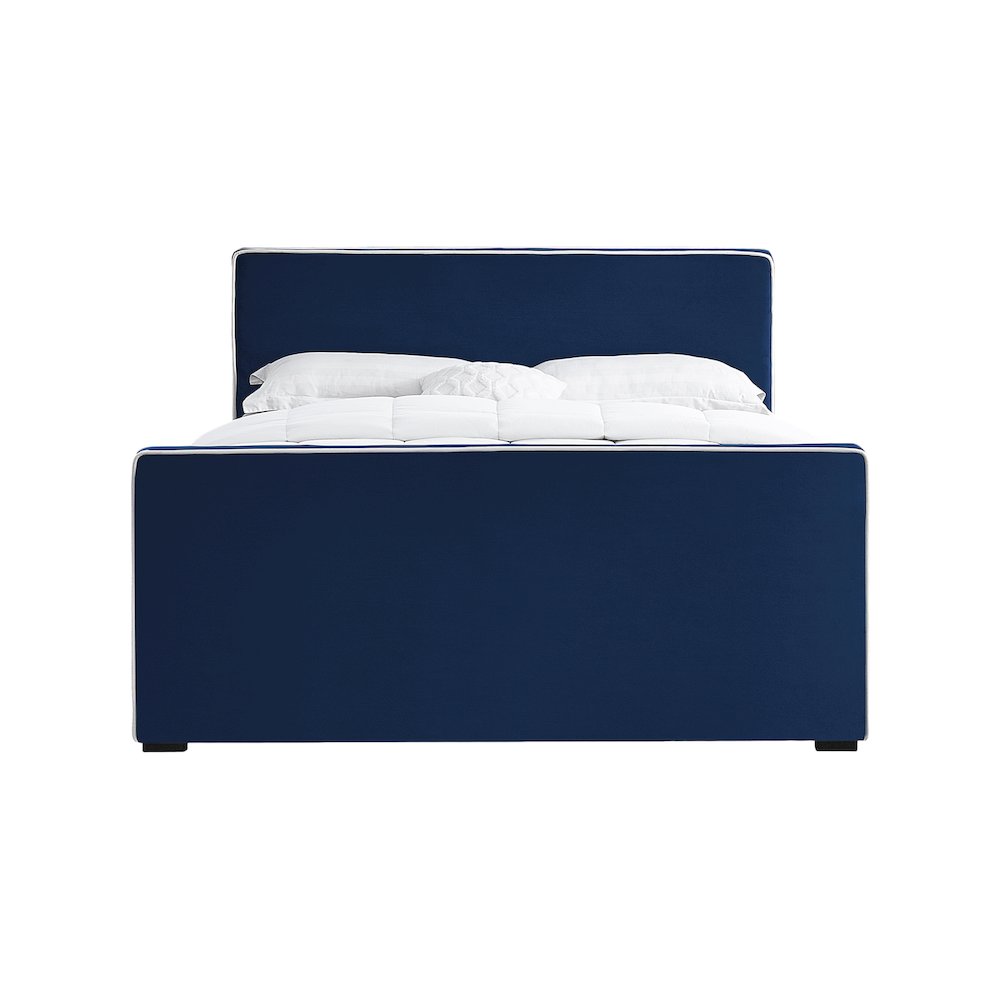 Dillard Navy Velvet Queen Bed. Picture 2