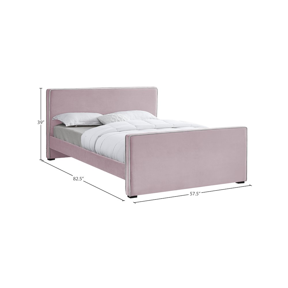 Dillard Pink Velvet Full Bed. Picture 6