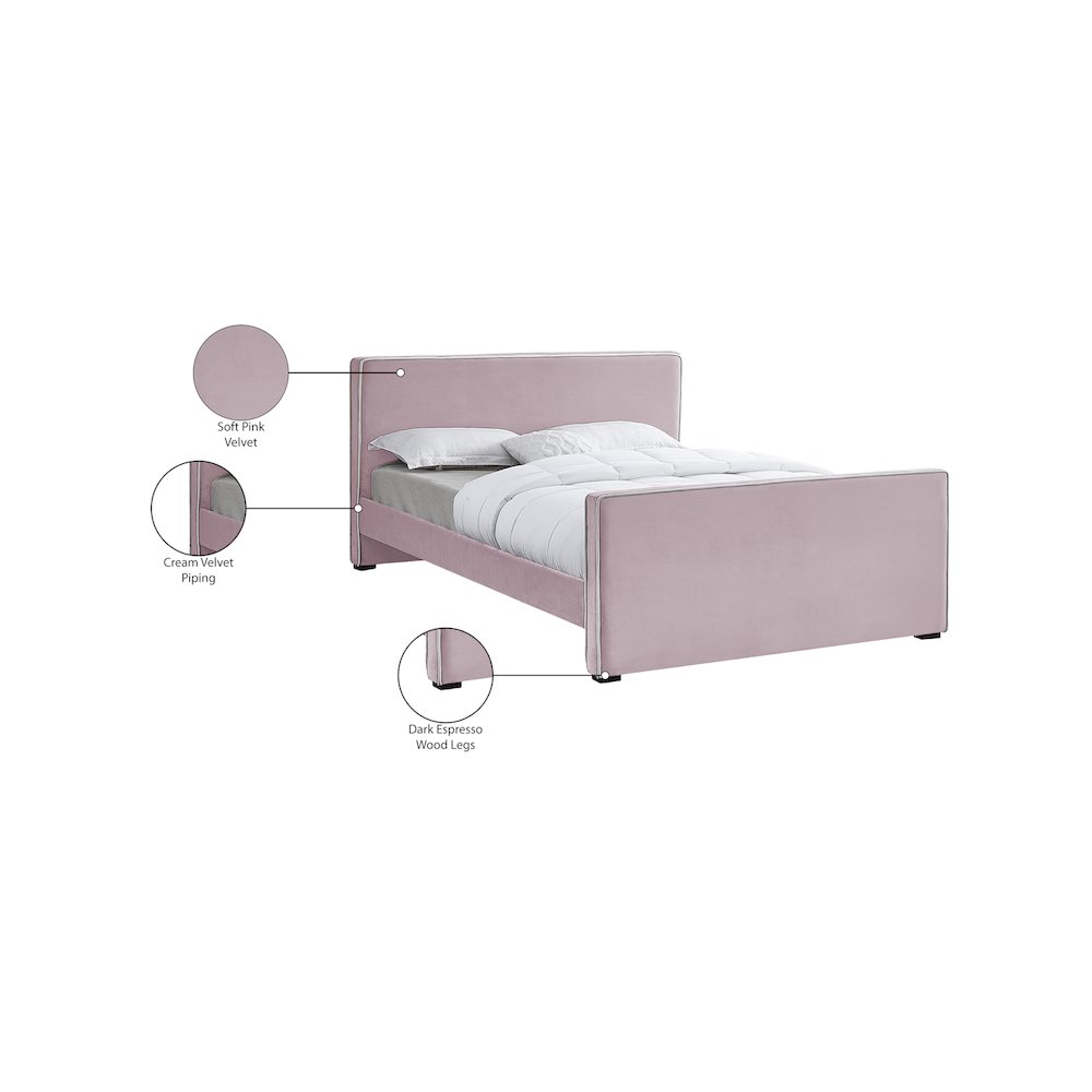 Dillard Pink Velvet Full Bed. Picture 7
