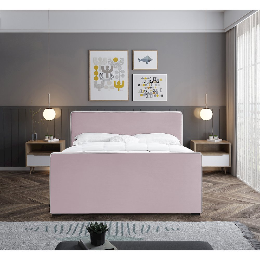 Dillard Pink Velvet Full Bed. Picture 3