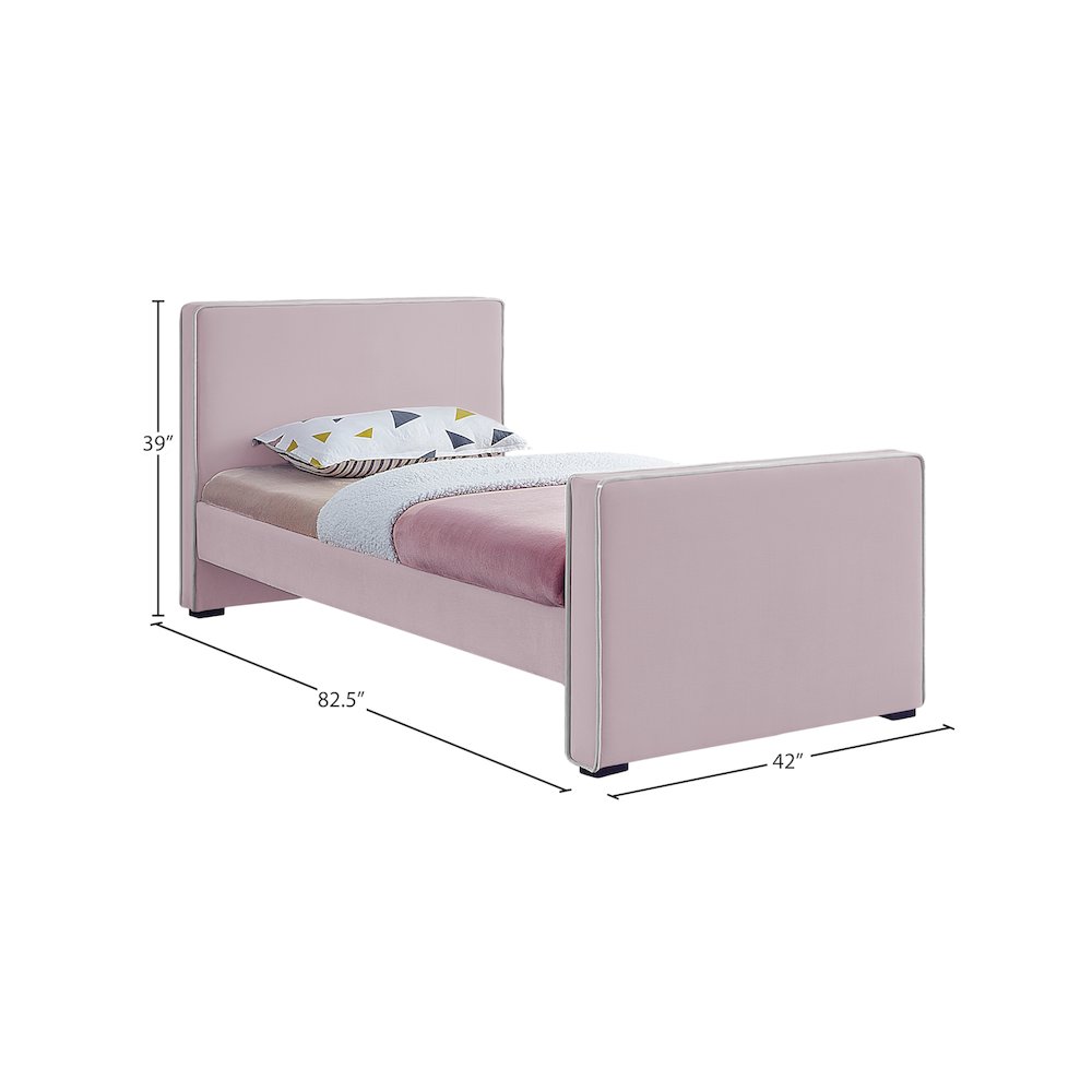 Dillard Pink Velvet Twin Bed. Picture 6
