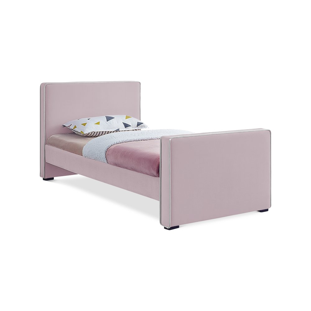 Dillard Pink Velvet Twin Bed. Picture 1