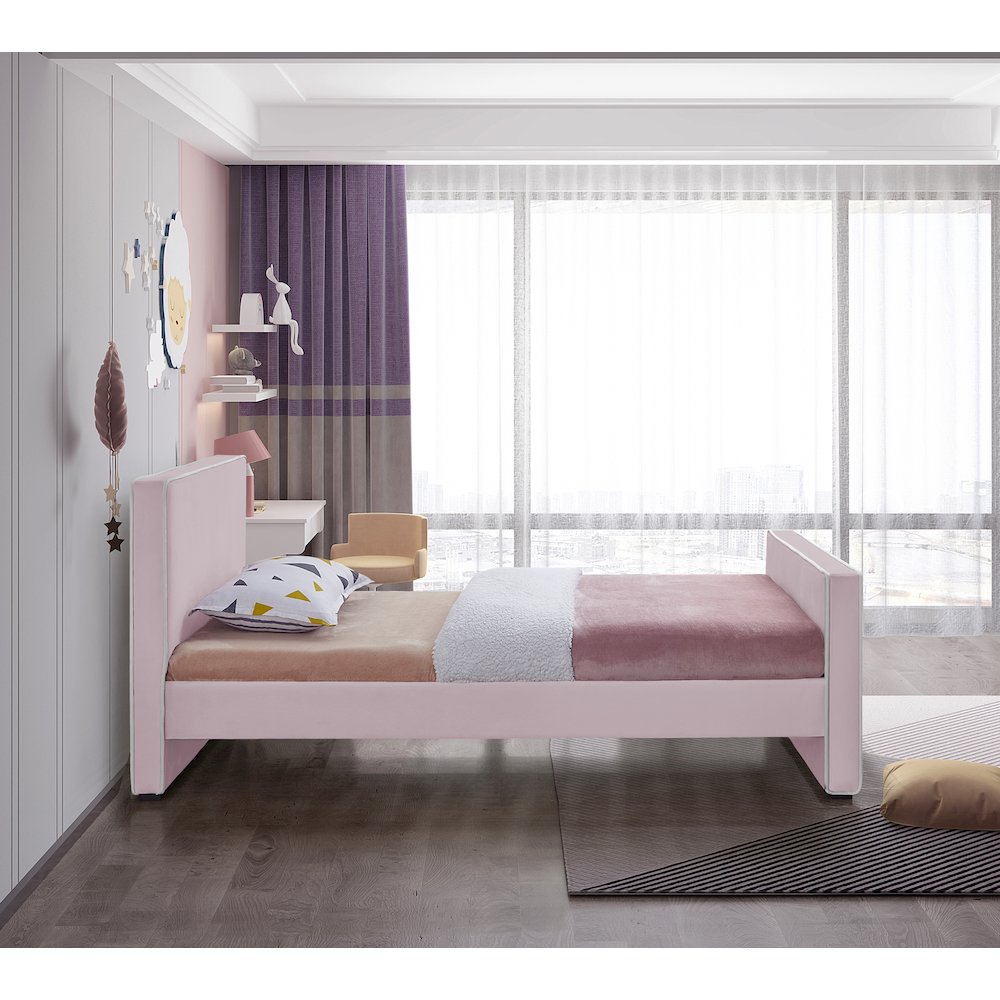 Dillard Pink Velvet Twin Bed. Picture 4