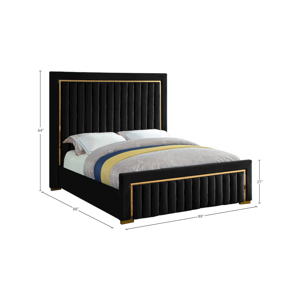 Dolce Black Velvet King Bed. Picture 4