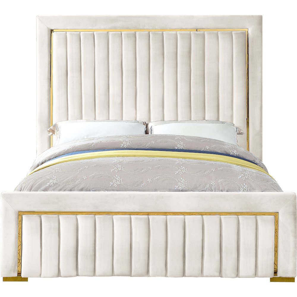 Dolce Cream Velvet King Bed. Picture 2