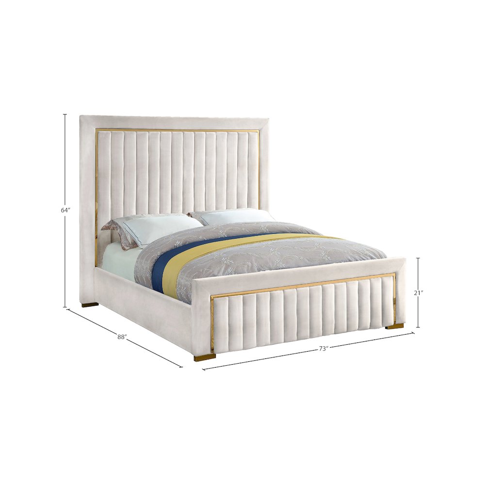 Dolce Cream Velvet Queen Bed. Picture 4