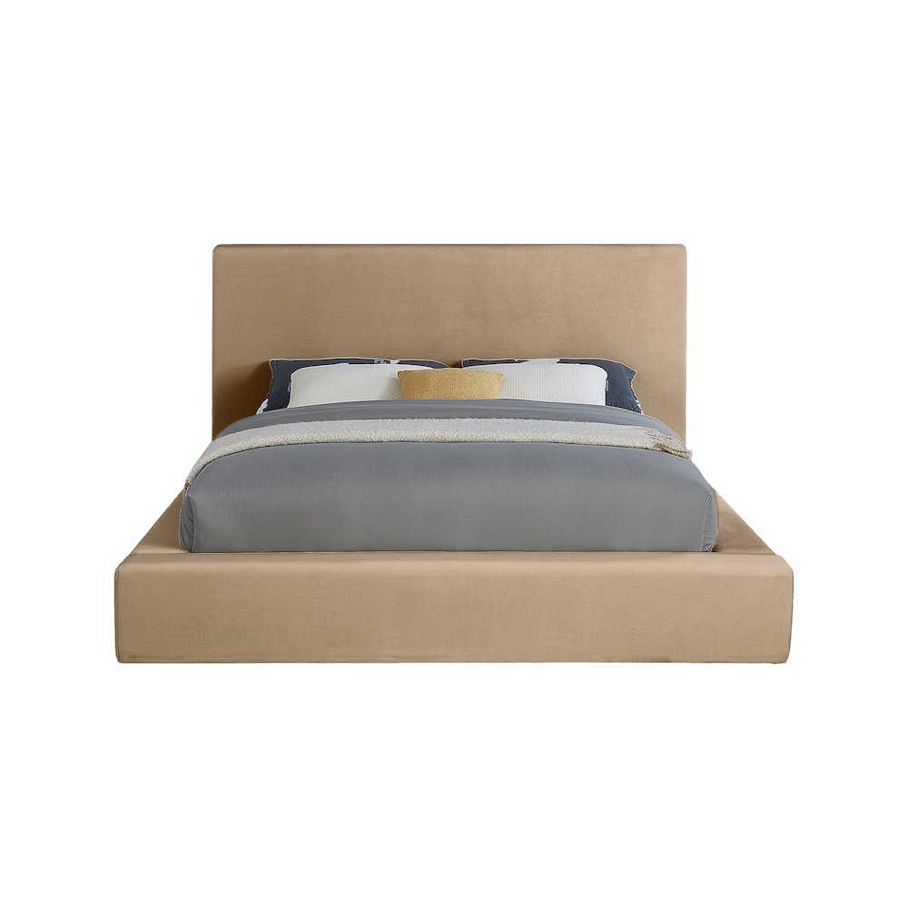 Dorian Beige Velvet Full Bed. Picture 2