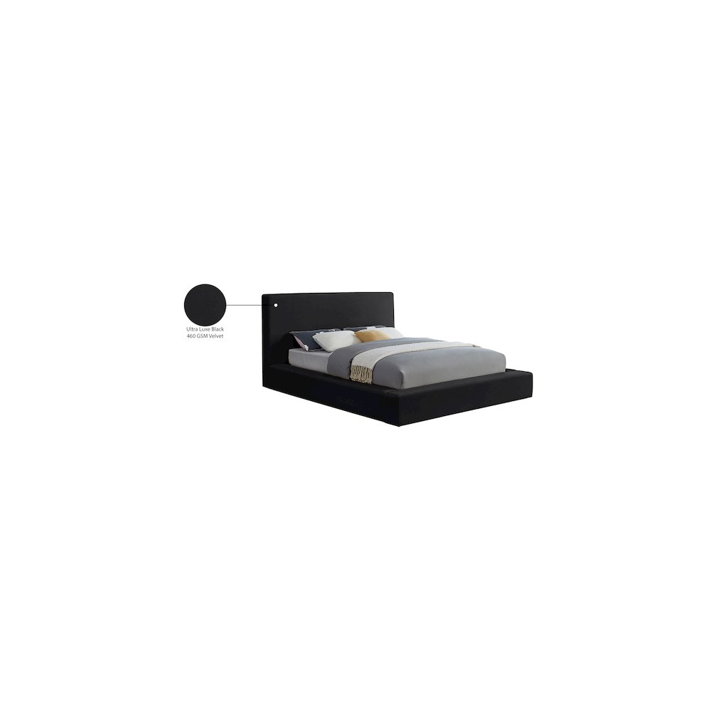 Dorian Black Velvet Queen Bed. Picture 7