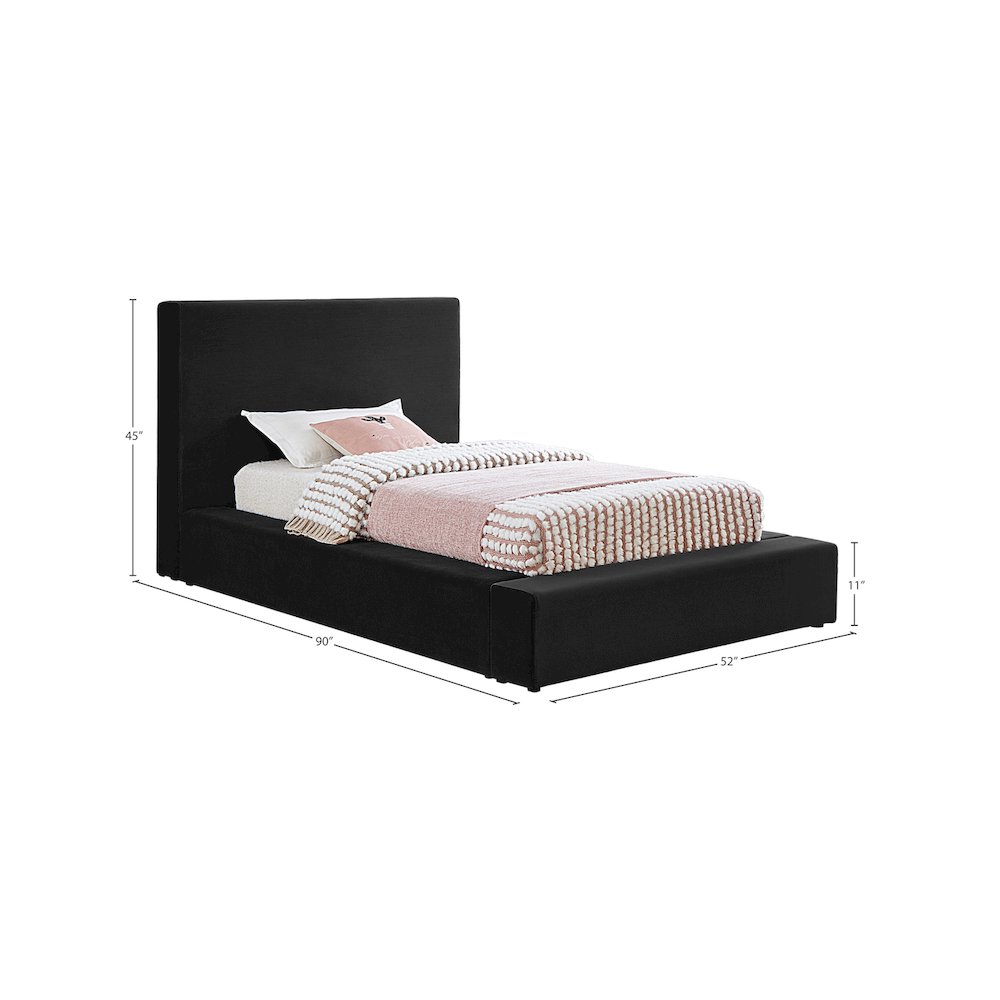 Dorian Black Velvet Twin Bed. Picture 6