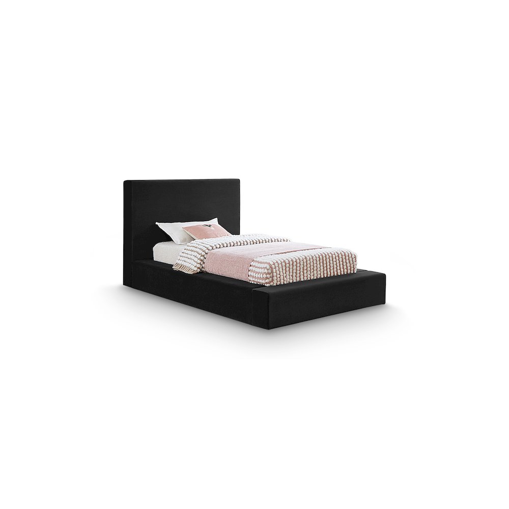 Dorian Black Velvet Twin Bed. Picture 1