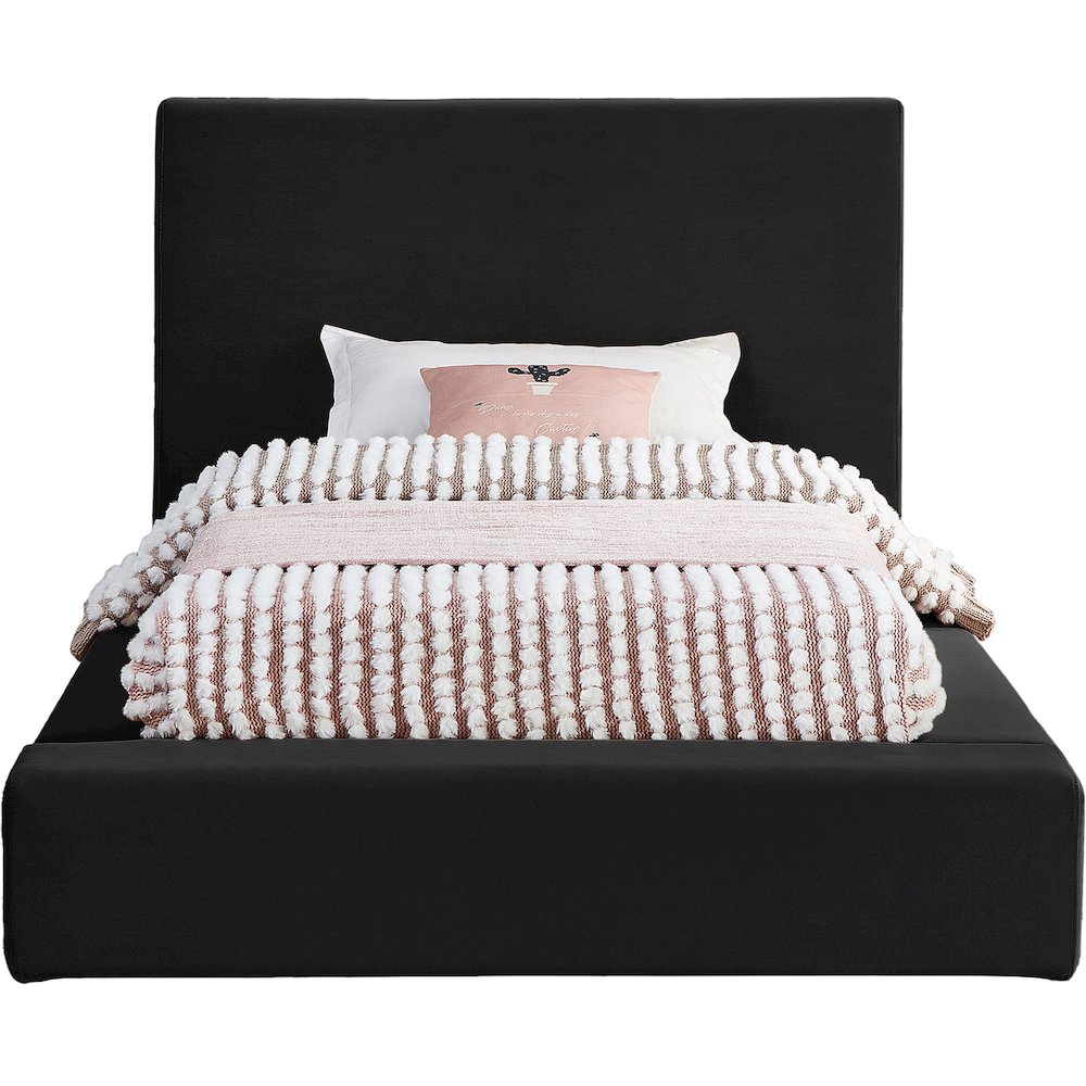 Dorian Black Velvet Twin Bed. Picture 2
