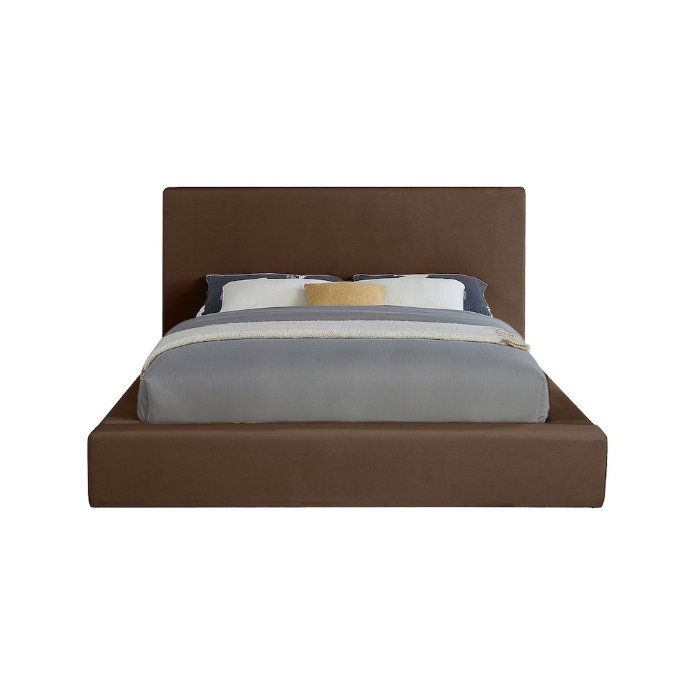 Dorian Brown Velvet Queen Bed. Picture 2