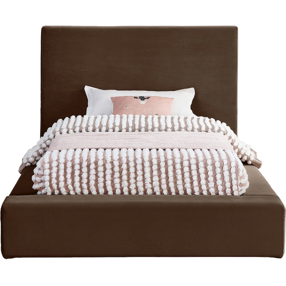 Dorian Brown Velvet Twin Bed. Picture 2