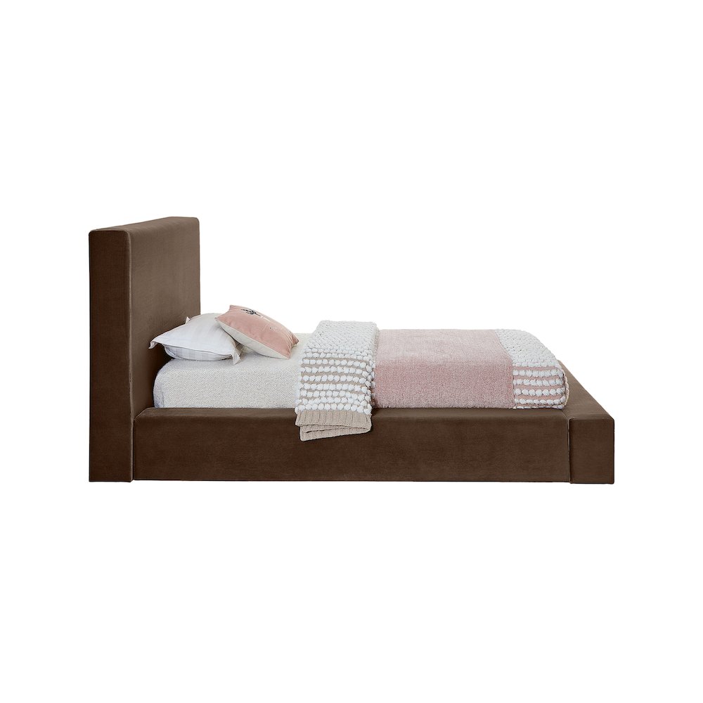 Dorian Brown Velvet Twin Bed. Picture 3