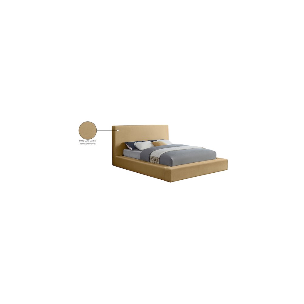 Dorian Camel Velvet King Bed. Picture 7