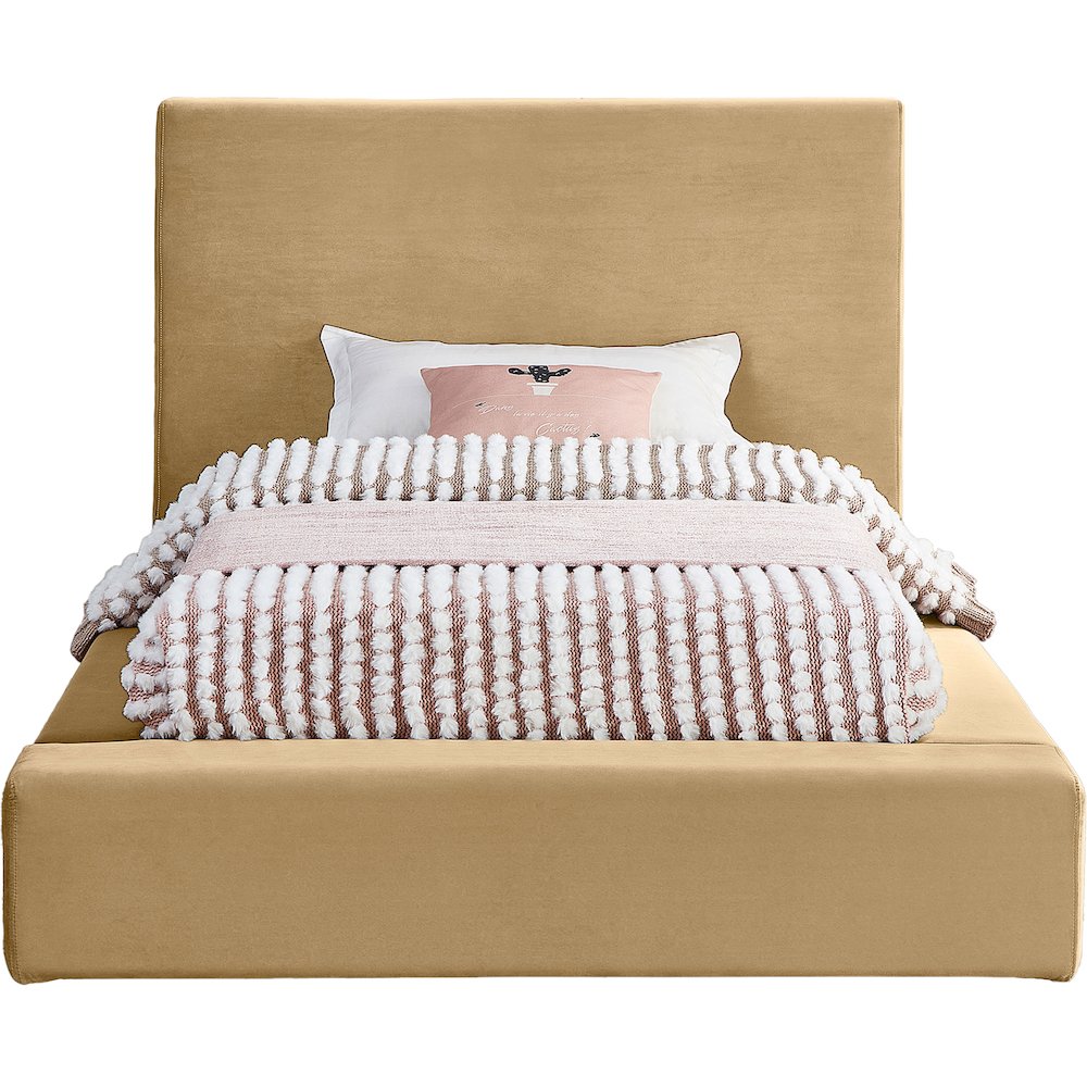 Dorian Camel Velvet Twin Bed. Picture 2