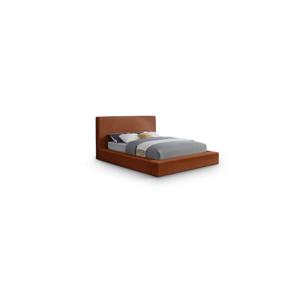 Dorian Cognac Velvet King Bed. Picture 1