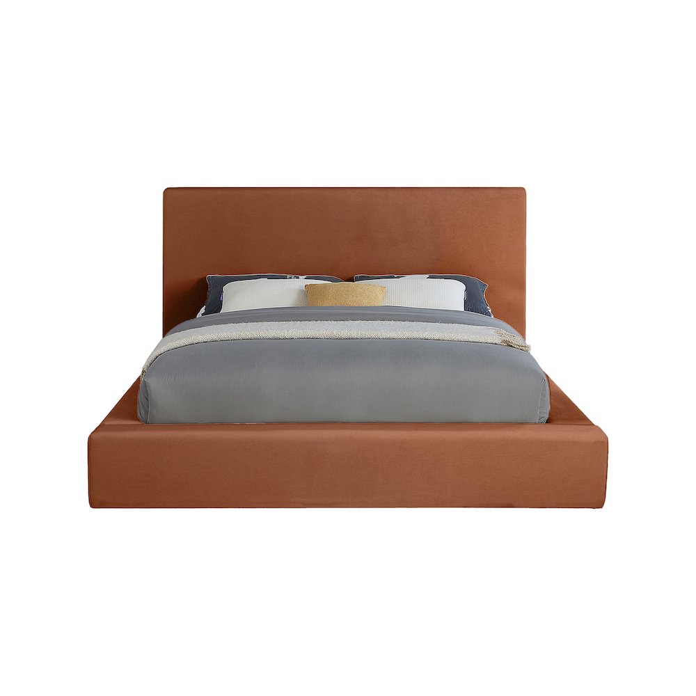 Dorian Cognac Velvet King Bed. Picture 2