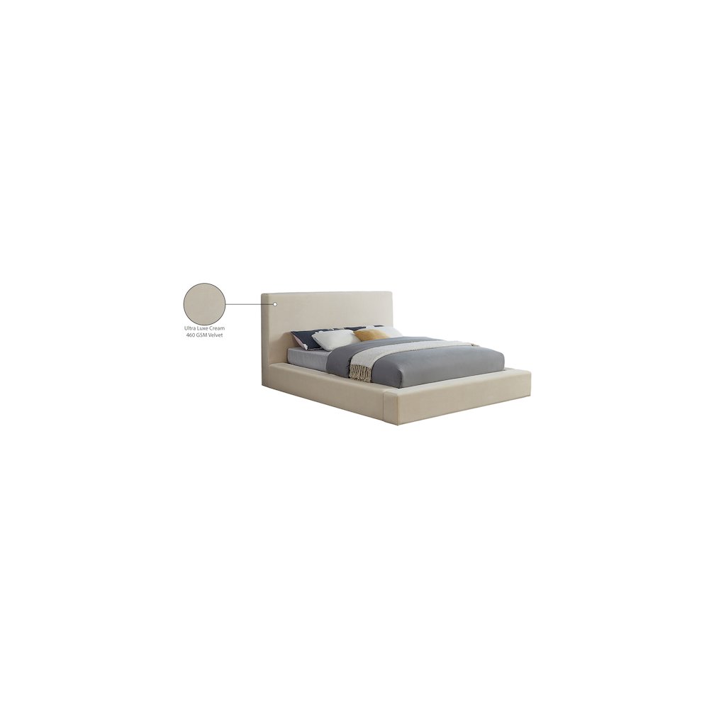 Dorian Cream Velvet Full Bed. Picture 7