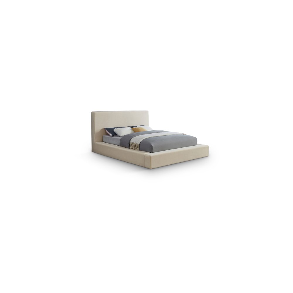 Dorian Cream Velvet Full Bed. Picture 1