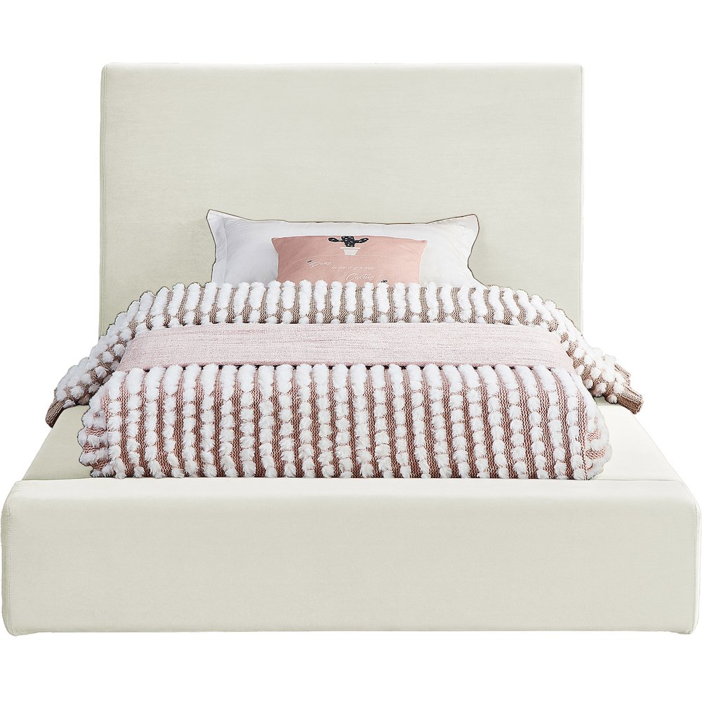 Dorian Cream Velvet Twin Bed. Picture 2